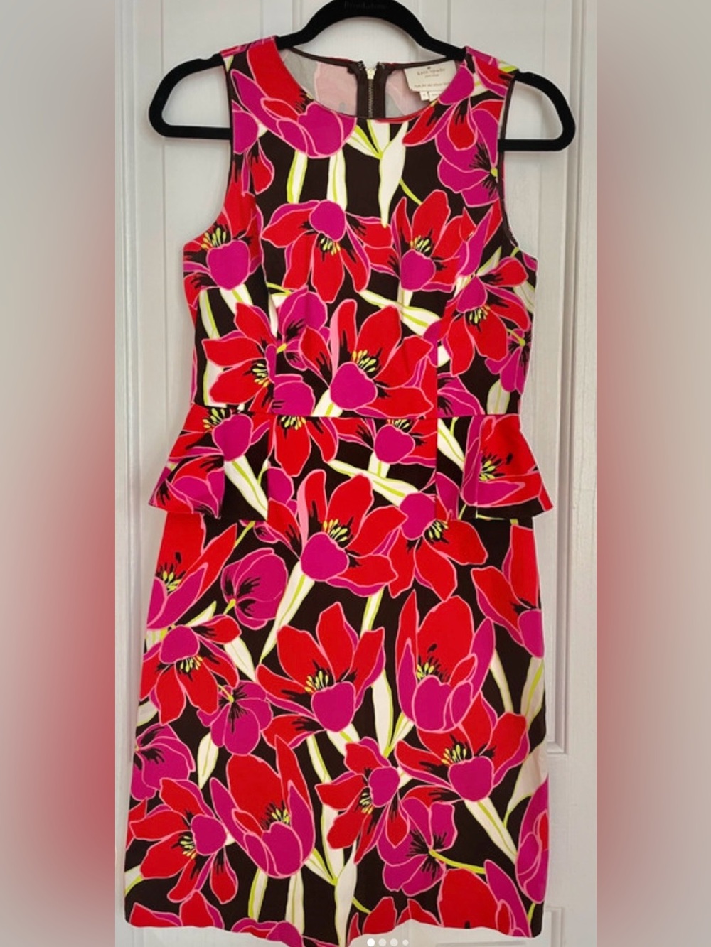 kate spade Floral Peplum Midi Dress in Red & Pink Dress S